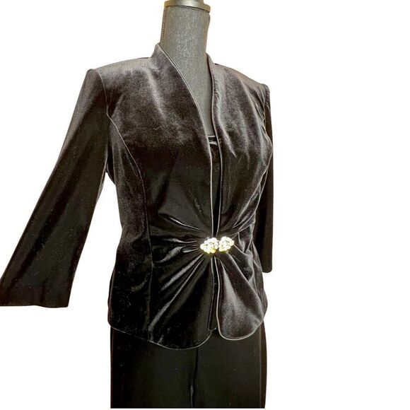 ALEX EVENINGS Black Velvet 3 Piece Outfit Size Medium Pants Large Tops - Picture 1 of 16